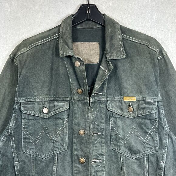 Vintage Wrangler Denim Jacket Jean Trucker Men’s Small Gray Cotton 90s Cowboy - Picture 2 of 15